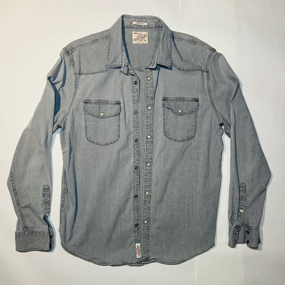 Lucky Brand Classic Fit Pearl Button Down Shirt L - Picture 1 of 3